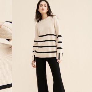 4th&Reckless Striped Cream and Black Women's Crew Neck Sweater